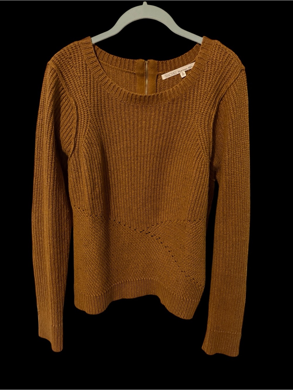 RACHEL Rachel Roy Ribbed Scoop Neck Sweater in Chestnut Brown